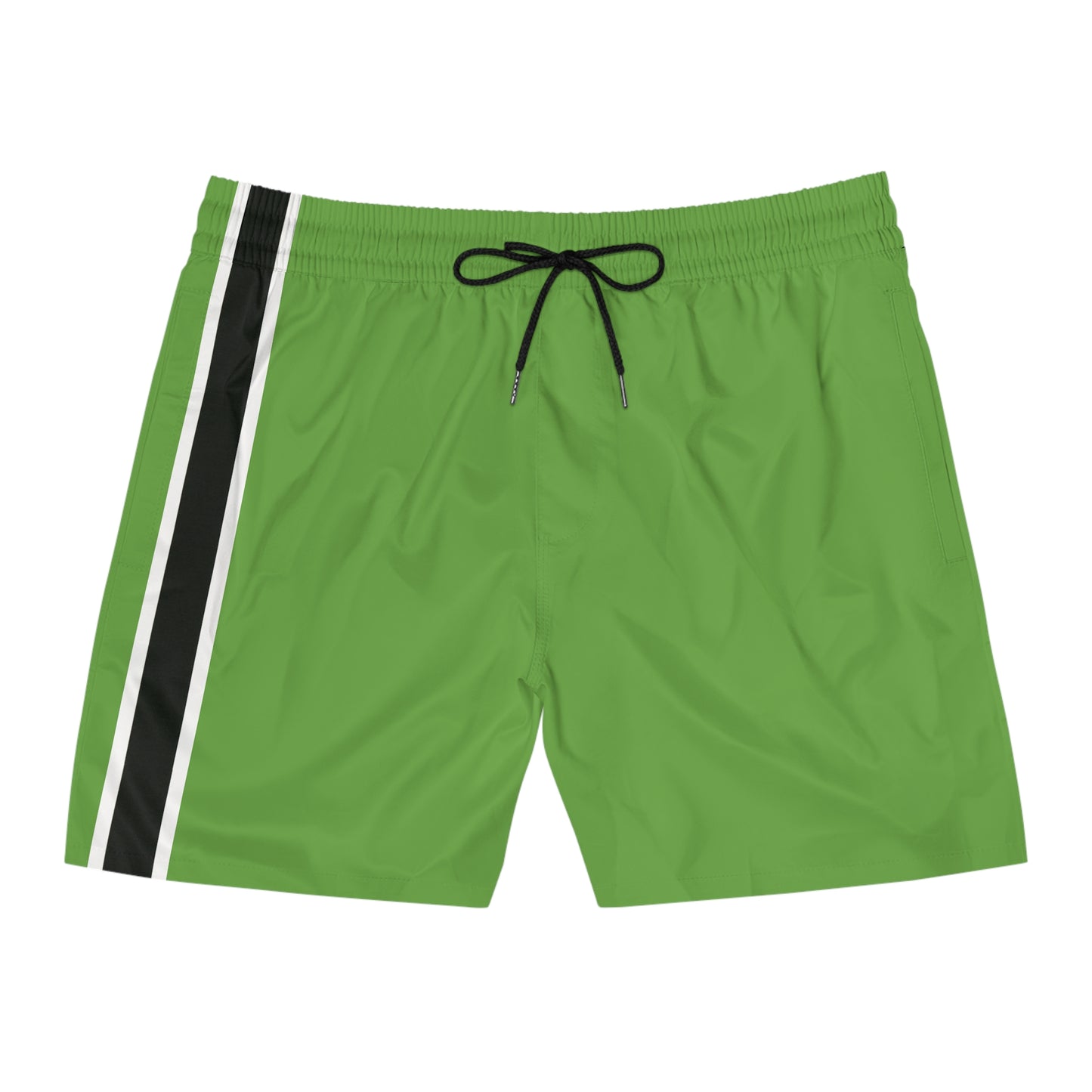 Lime Green BW Stripe Swim Trunks