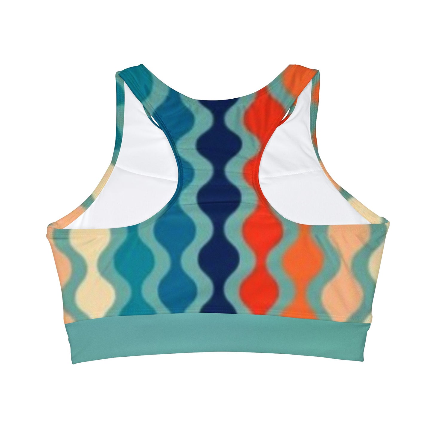 Blue Spectrum Print High Neck Crop Bikini Top