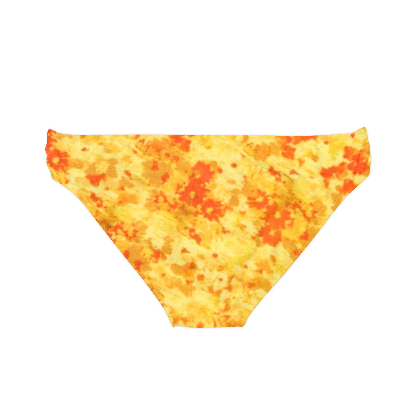 Orange and Yellow Print Loop Tie Side Bikini Bottom