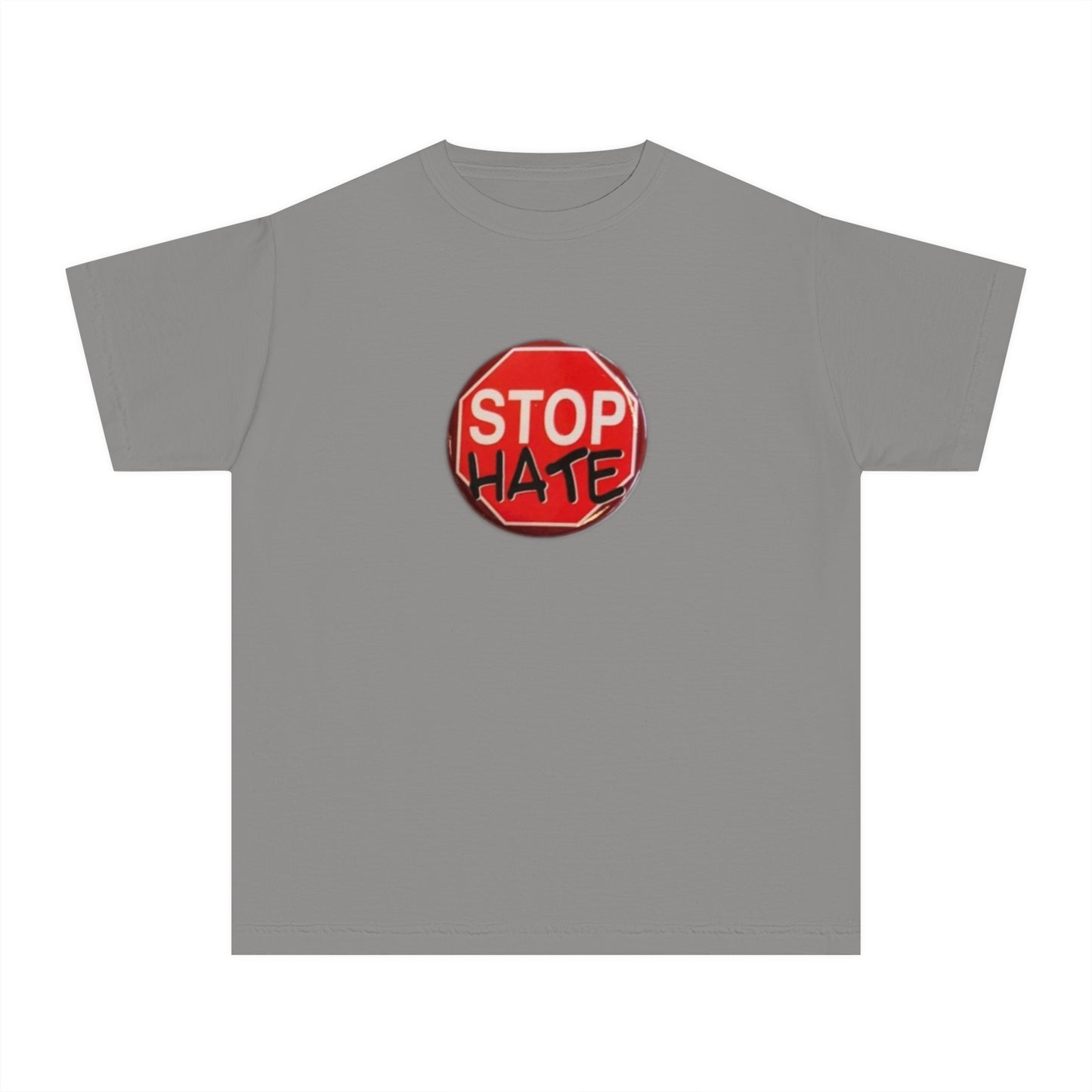 Youth Stop Hate Button Tee