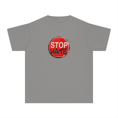 Youth Stop Hate Button Tee