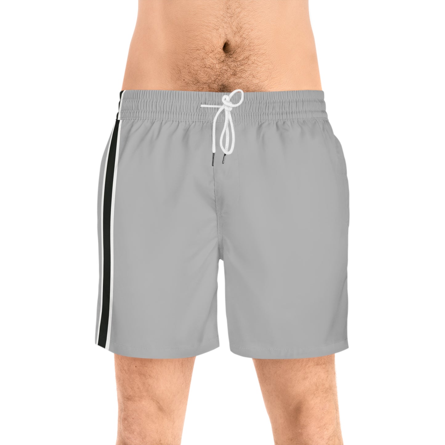 Grey BW Stripe Swim Trunks