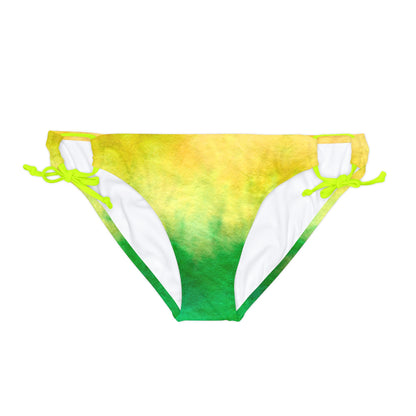 Yellow to Green Fade Loop Tie Side Bikini Bottom