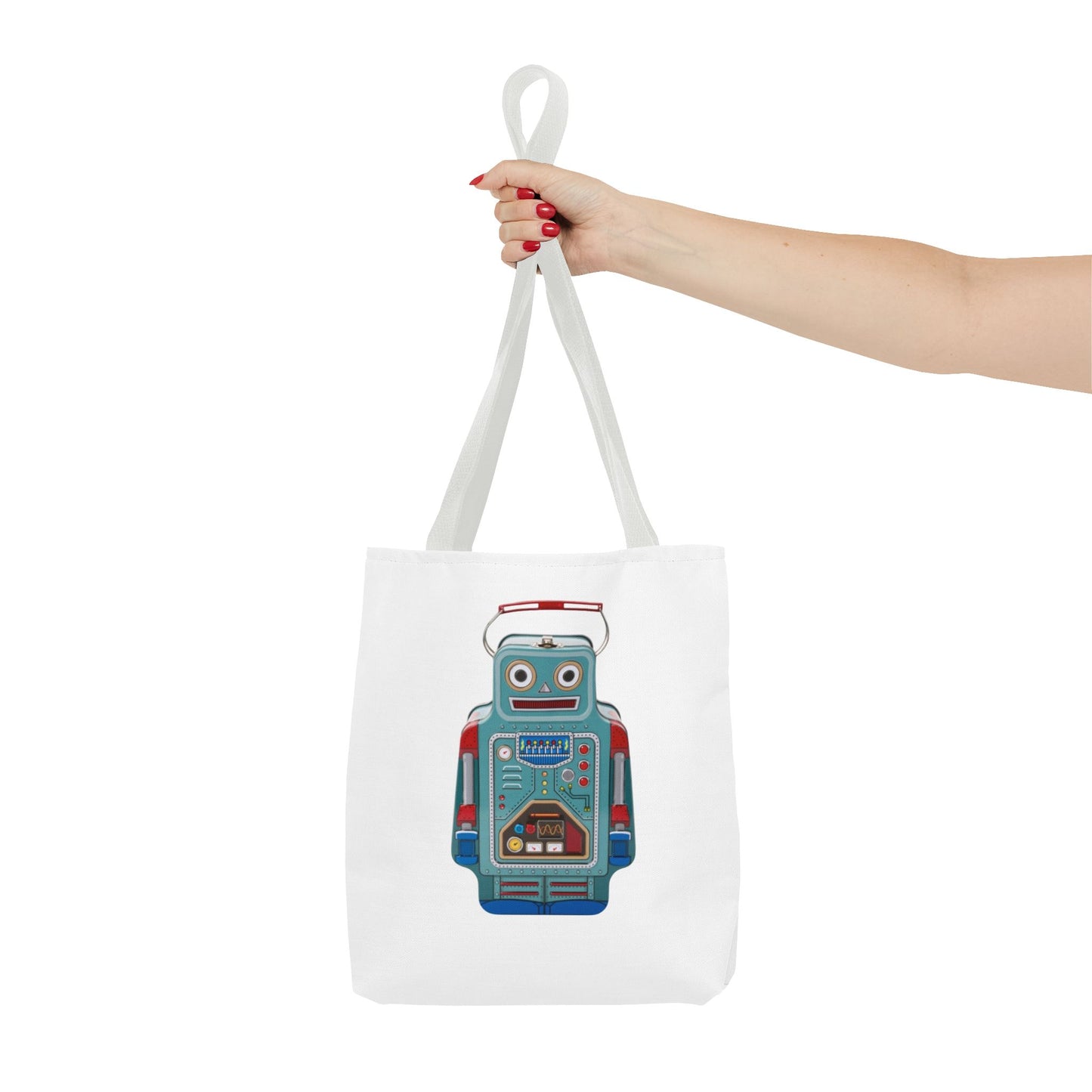 Retro Robot Tote Bag, Fun Eco-Friendly Shopping Bag, Gift for Tech Lovers, Cute Reusable Bag, Quirky Robot Design