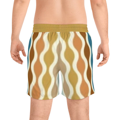 70's Rust Spectrum Print Swim Trunks