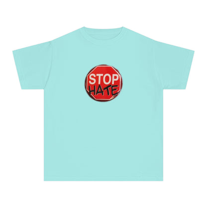 Youth Stop Hate Button Tee