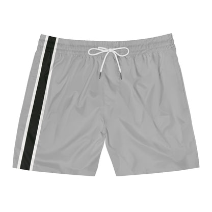 Grey BW Stripe Swim Trunks