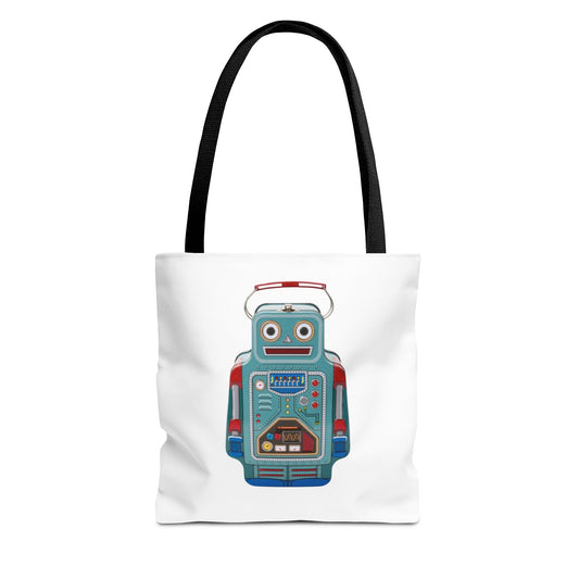 Retro Robot Tote Bag, Fun Eco-Friendly Shopping Bag, Gift for Tech Lovers, Cute Reusable Bag, Quirky Robot Design