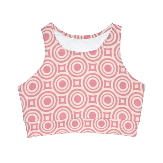 Pretty Pink Print High Neck Crop Pretty Pink Bikini Top