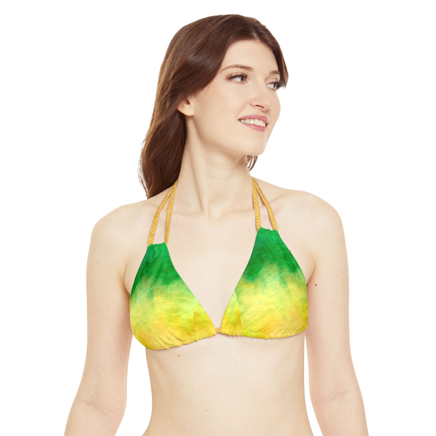 Yellow to Green Fade Strappy Triangle Bikini Top