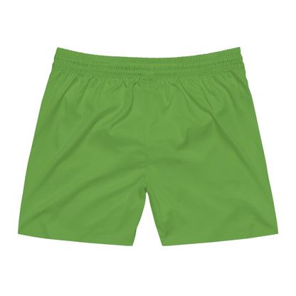 Lime Green BW Stripe Swim Trunks