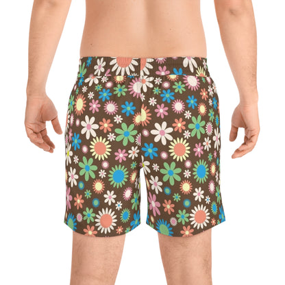 Flower Power Print Swim Trunks