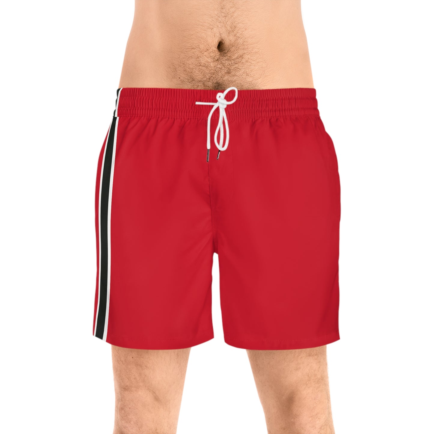 Red BW Stripe Swim Trunks