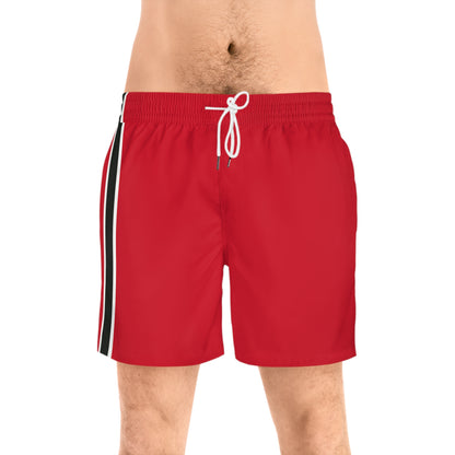 Red BW Stripe Swim Trunks