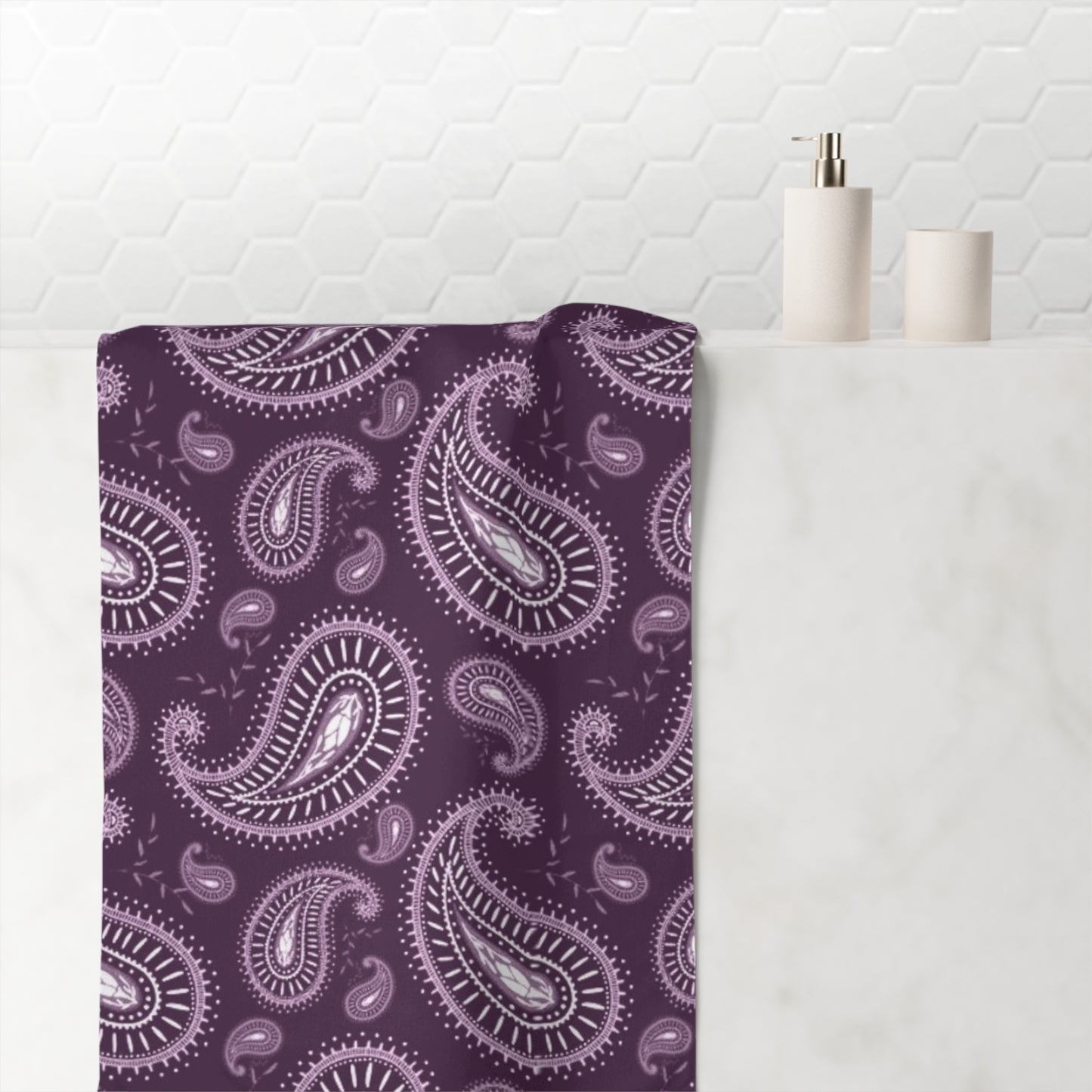 Purple Paisley Print Mink-Cotton Towel