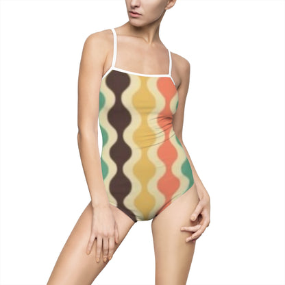 Yellow Spectrum Print Women's One-piece Swimsuit