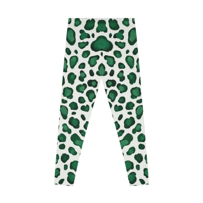 Green Leopard Print Leggings, Yoga Pants, Activewear, Fitness Leggings, Casual Wear, Trendy Workout Leggings