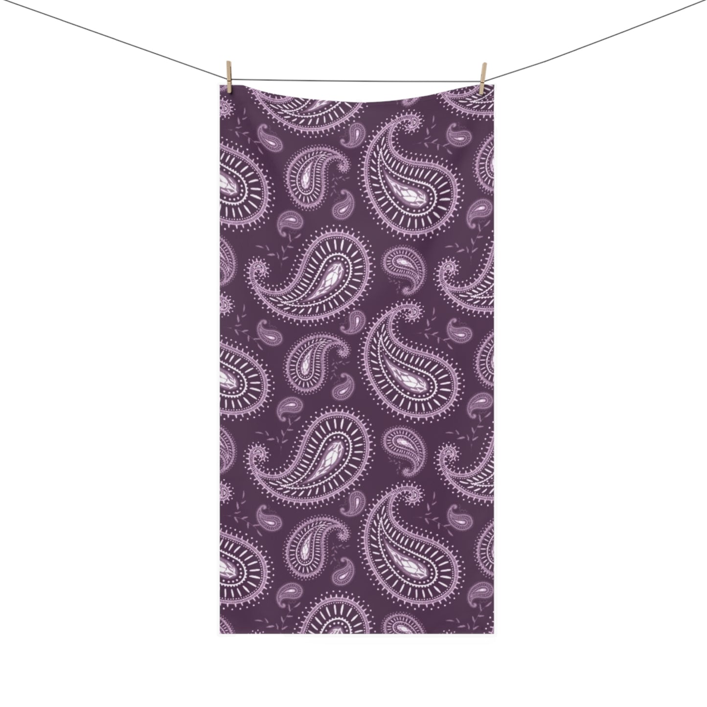 Purple Paisley Print Mink-Cotton Towel