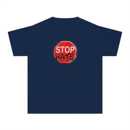 Youth Stop Hate Button Tee