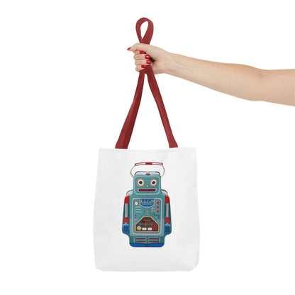 Retro Robot Tote Bag, Fun Eco-Friendly Shopping Bag, Gift for Tech Lovers, Cute Reusable Bag, Quirky Robot Design