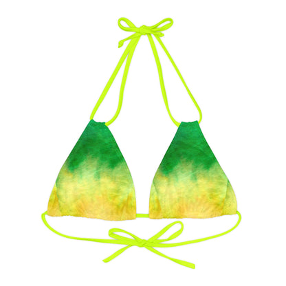 Yellow to Green Fade Strappy Triangle Bikini Top