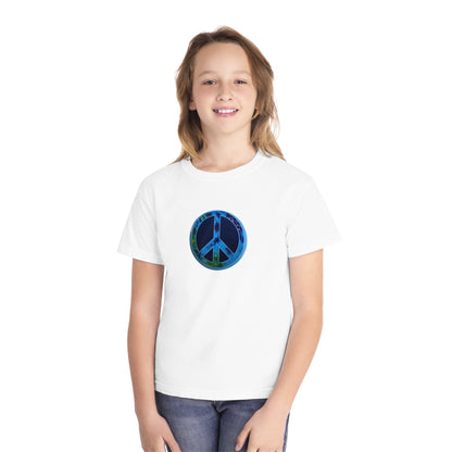 Youth Peace Sign Button Tee