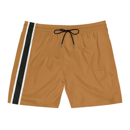 Khaki BW Stripe Swim Trunks