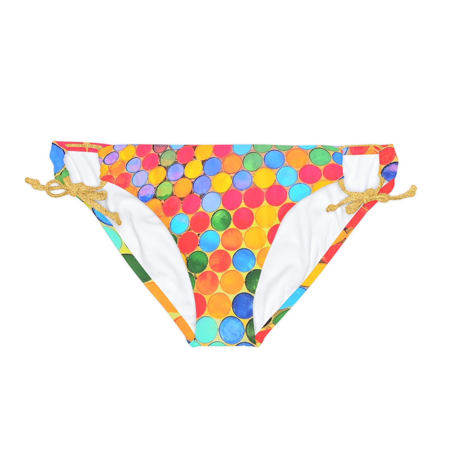 Cape Verdean Print Loop Tie Side Bikini Bottom