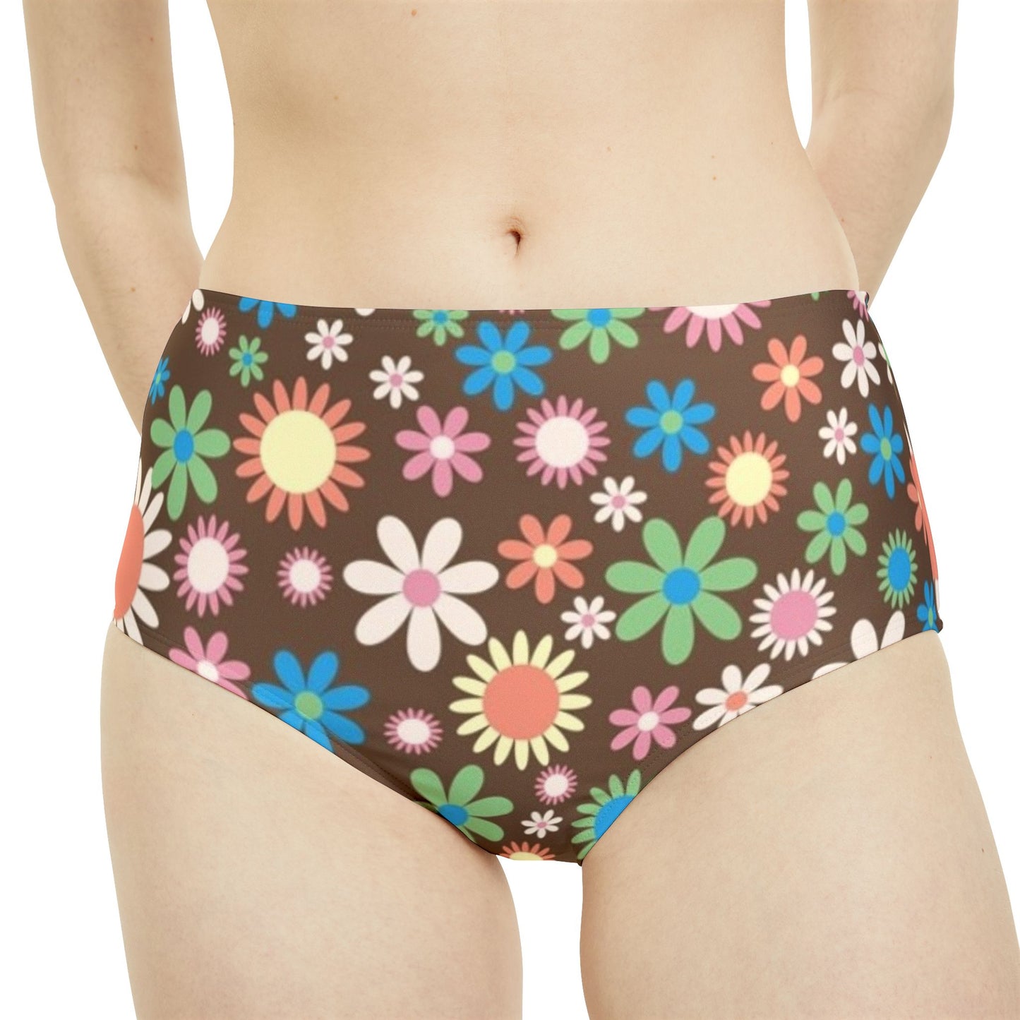 Flower Power Primt High-Waist Hipster Bikini Bottom