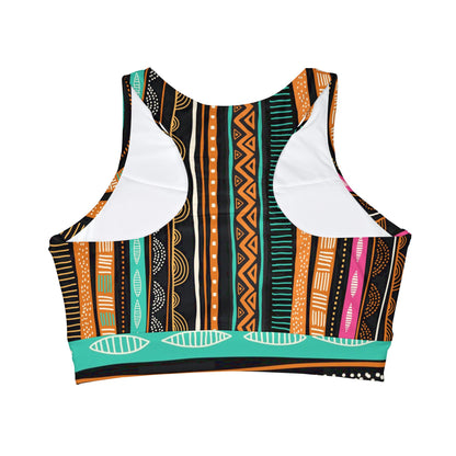 African Print High Neck Crop Bikini Top