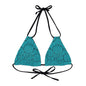 Turquoise Print Strappy Triangle Bikini Top