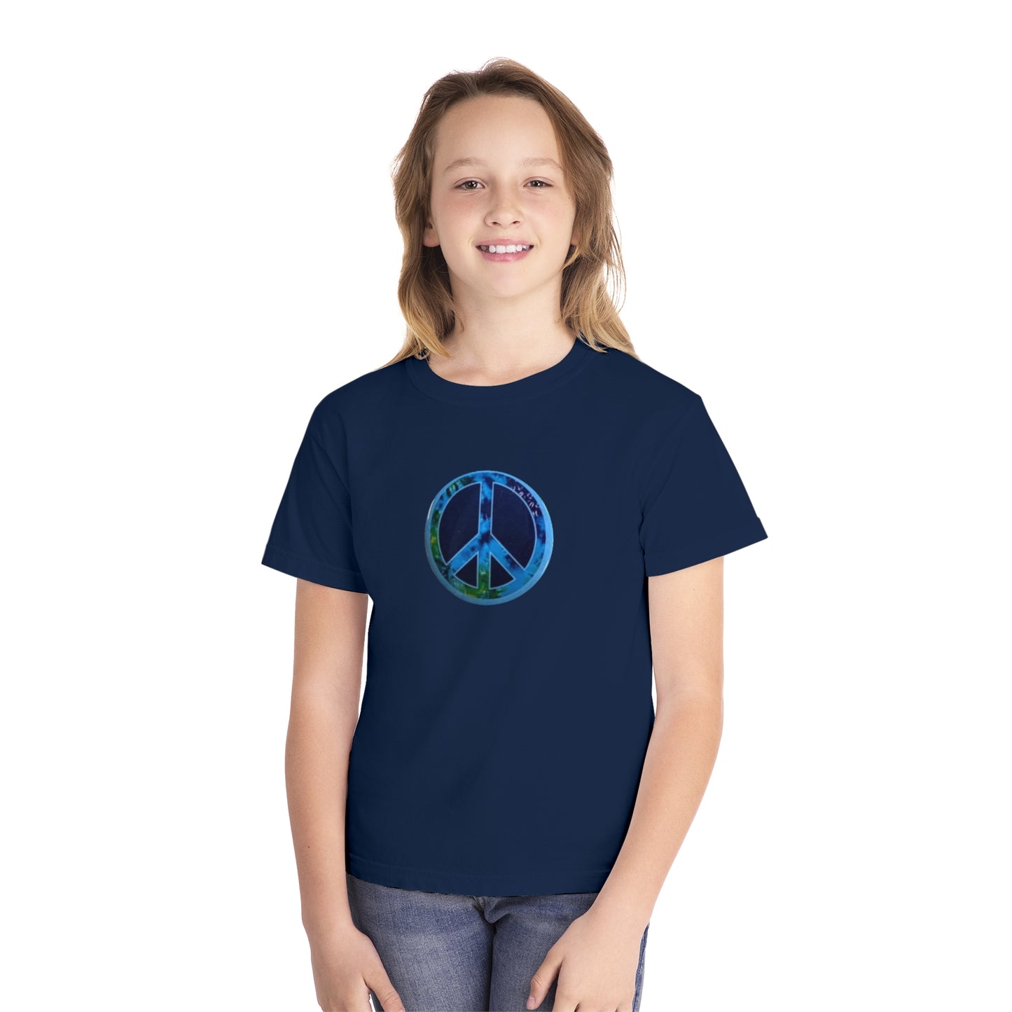 Youth Peace Sign Button Tee