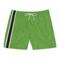 Lime Green BW Stripe Swim Trunks