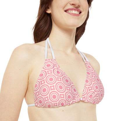 Pretty Pink Print Strappy Triangle Bikini Top