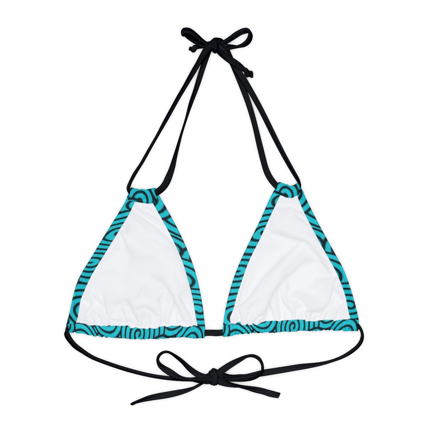 Turquoise Print Strappy Triangle Bikini Top