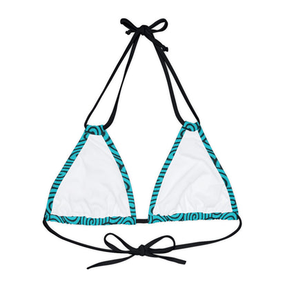 Turquoise Print Strappy Triangle Bikini Top