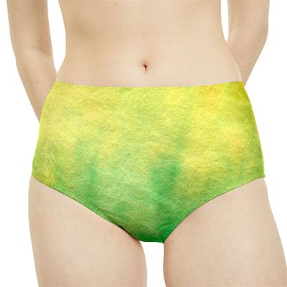 Yellow to Green Fade High-Waist Hipster Bikini Bottom