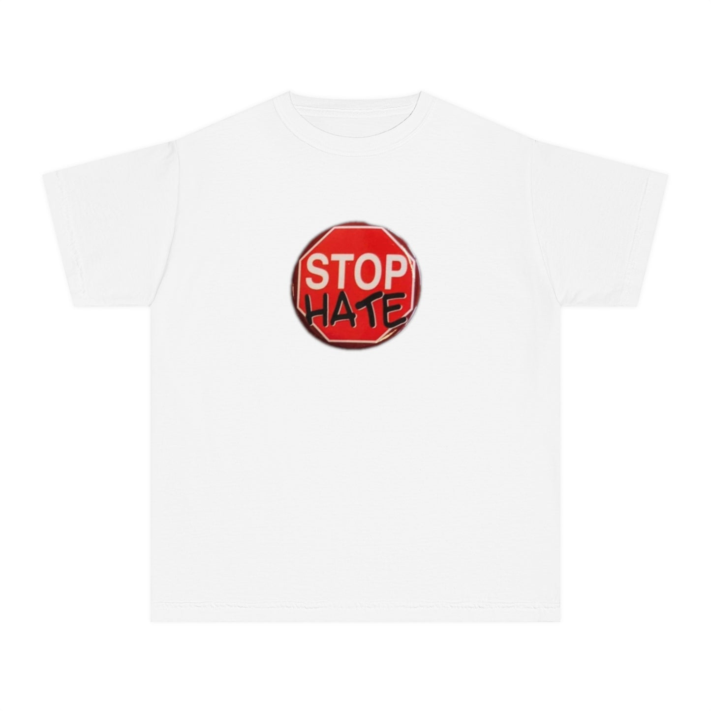 Youth Stop Hate Button Tee