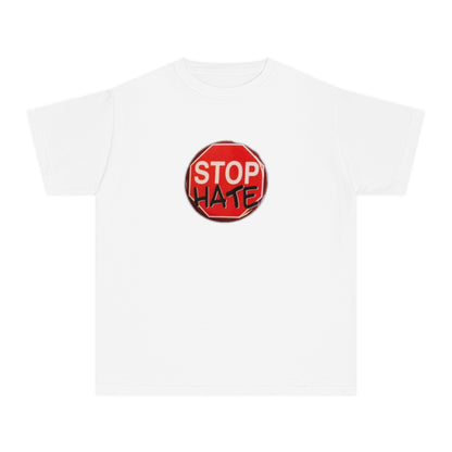 Youth Stop Hate Button Tee