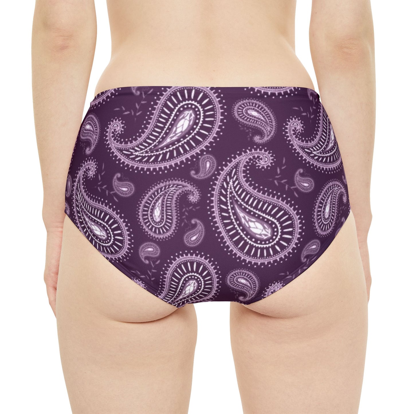 Purple Paisley High-Waist Hipster Bikini Bottom