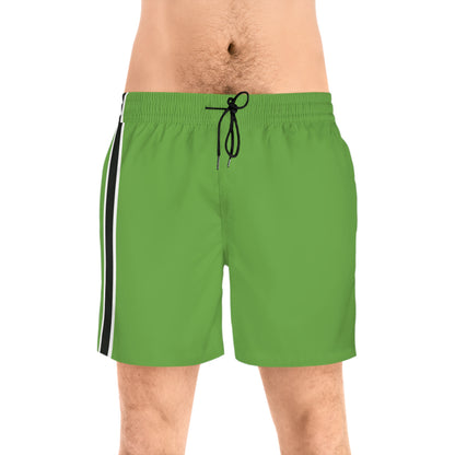 Lime Green BW Stripe Swim Trunks