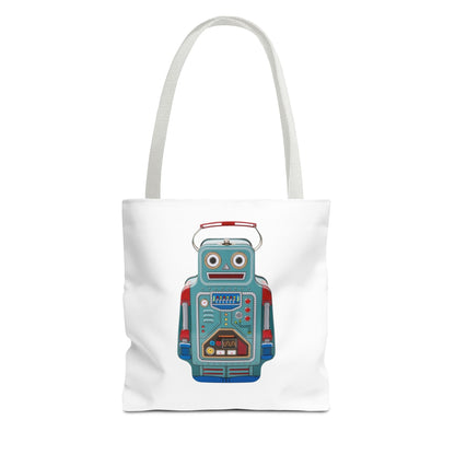 Retro Robot Tote Bag, Fun Eco-Friendly Shopping Bag, Gift for Tech Lovers, Cute Reusable Bag, Quirky Robot Design