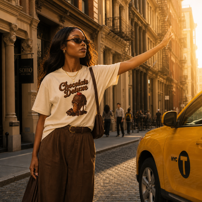 Chocolate Deluxe Tee — Vintage Ice Cream Cone Graphic Women's Boxy T‑Shirt